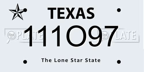 111O97 Texas License Plate