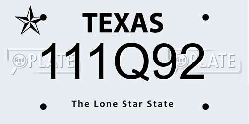 111Q92 Texas License Plate