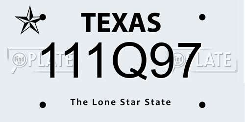 111Q97 Texas License Plate