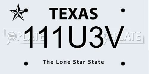 111U3V Texas License Plate
