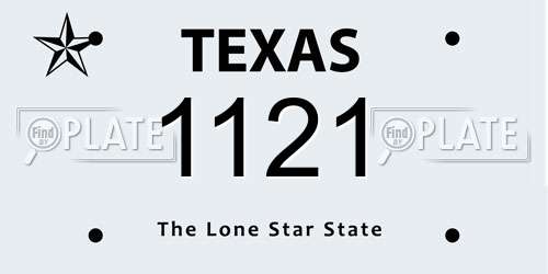 1121 Texas License Plate