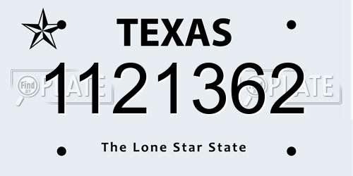 1121362 Texas License Plate