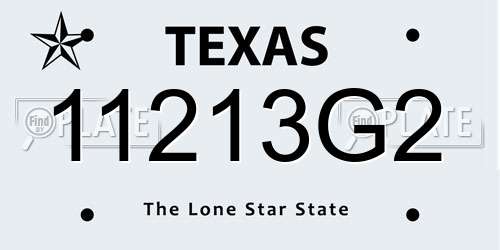 11213G2 Texas License Plate