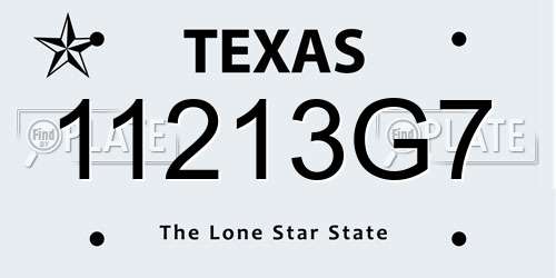 11213G7 Texas License Plate