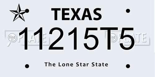 11215T5 Texas License Plate