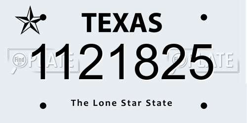 1121825 Texas License Plate