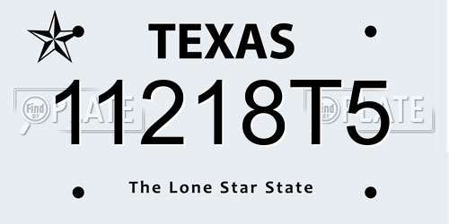 11218T5 Texas License Plate