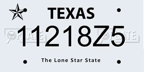 11218Z5 Texas License Plate
