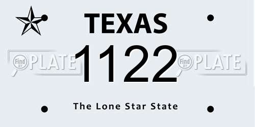 1122 Texas License Plate