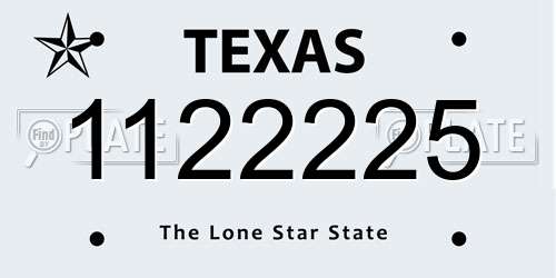 1122225 Texas License Plate