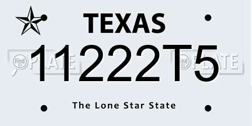 11222T5 Texas License Plate