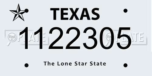 1122305 Texas License Plate