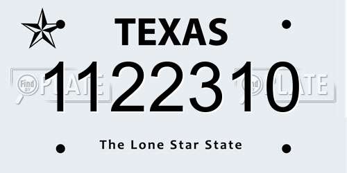 1122310 Texas License Plate