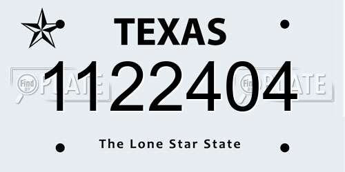 1122404 Texas License Plate