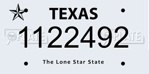 1122492 Texas License Plate