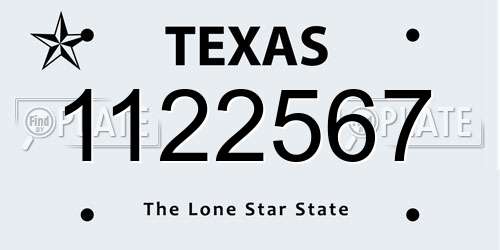 1122567 Texas License Plate