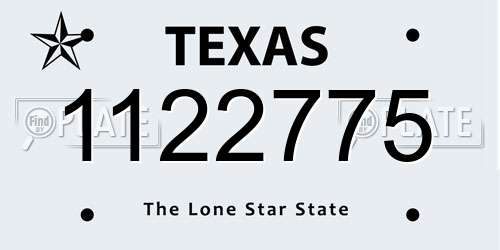 1122775 Texas License Plate