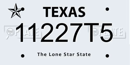 11227T5 Texas License Plate