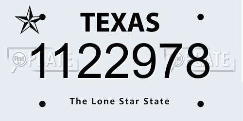 1122978 Texas License Plate
