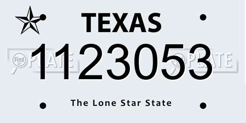 1123053 Texas License Plate