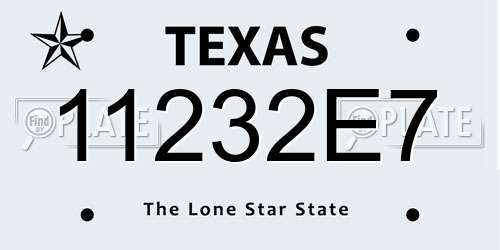 11232E7 Texas License Plate