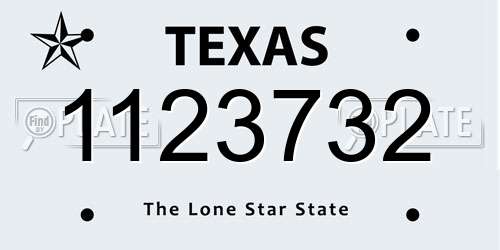 1123732 Texas License Plate
