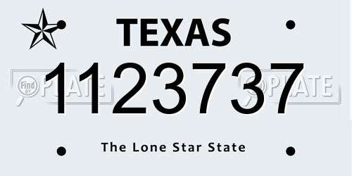 1123737 Texas License Plate