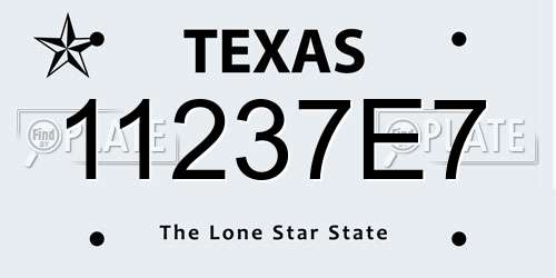 11237E7 Texas License Plate