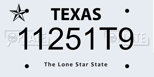 11251T9 Texas License Plate