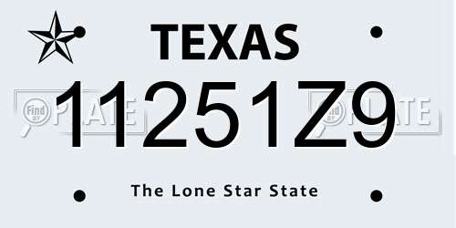 11251Z9 Texas License Plate