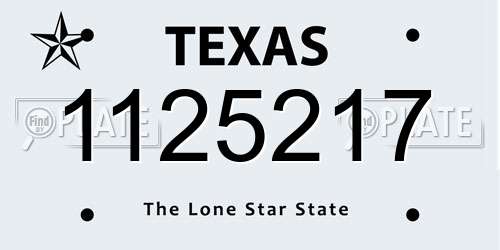 1125217 Texas License Plate