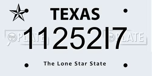 11252I7 Texas License Plate