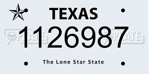 1126987 Texas License Plate