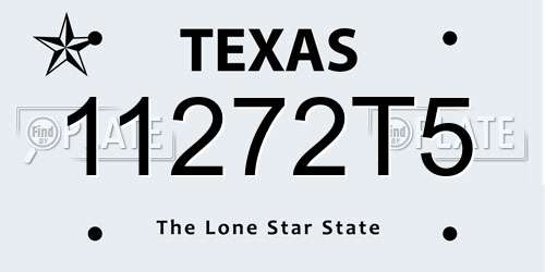 11272T5 Texas License Plate