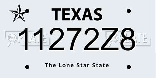 11272Z8 Texas License Plate