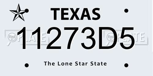 11273D5 Texas License Plate