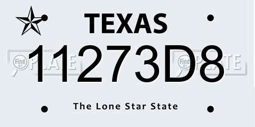11273D8 Texas License Plate