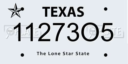 11273O5 Texas License Plate