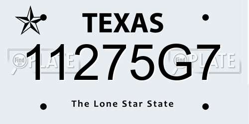 11275G7 Texas License Plate