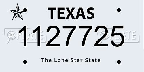 1127725 Texas License Plate