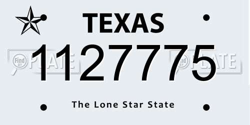1127775 Texas License Plate