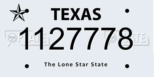 1127778 Texas License Plate