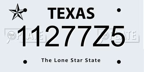 11277Z5 Texas License Plate