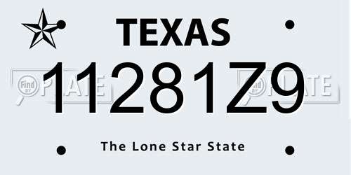 11281Z9 Texas License Plate