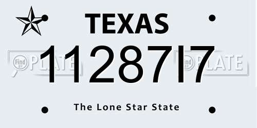 11287I7 Texas License Plate