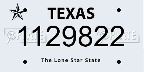 1129822 Texas License Plate