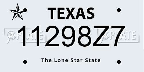 11298Z7 Texas License Plate