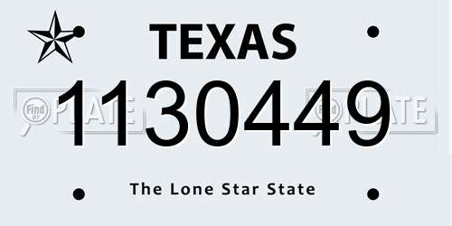 1130449 Texas License Plate