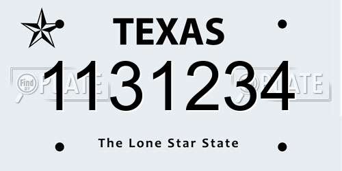 1131234 Texas License Plate