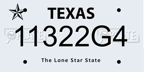 11322G4 Texas License Plate